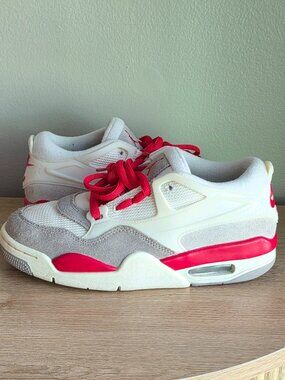 Nike Air Jordan 4 RM Fire Red Youth 6Y Sneakers White Gray Red